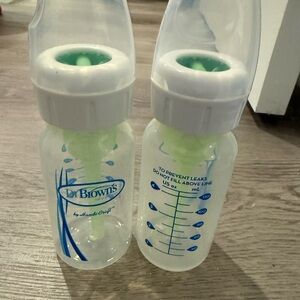 Dr. Brown's 4oz Baby Bottles with Blue Accents. No nipples included